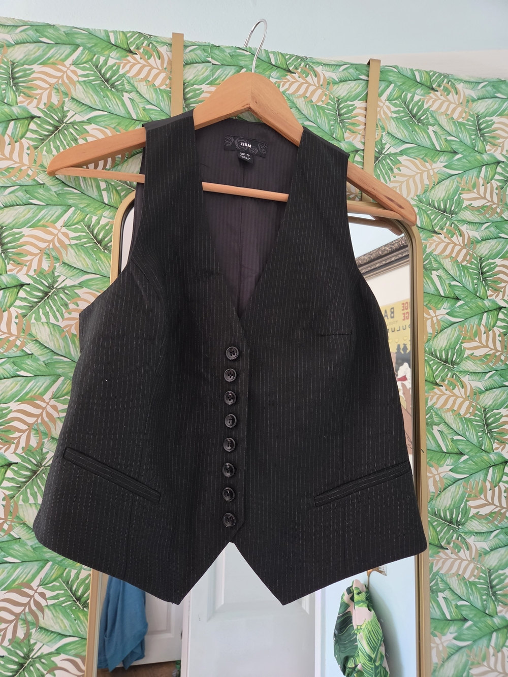 H&M Black Pinstripe Women's Waistcoat Vest